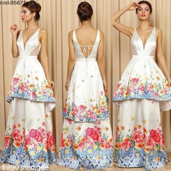Soieblu Dresses & Skirts - Floral Maxi Dress Party Gown Size L New